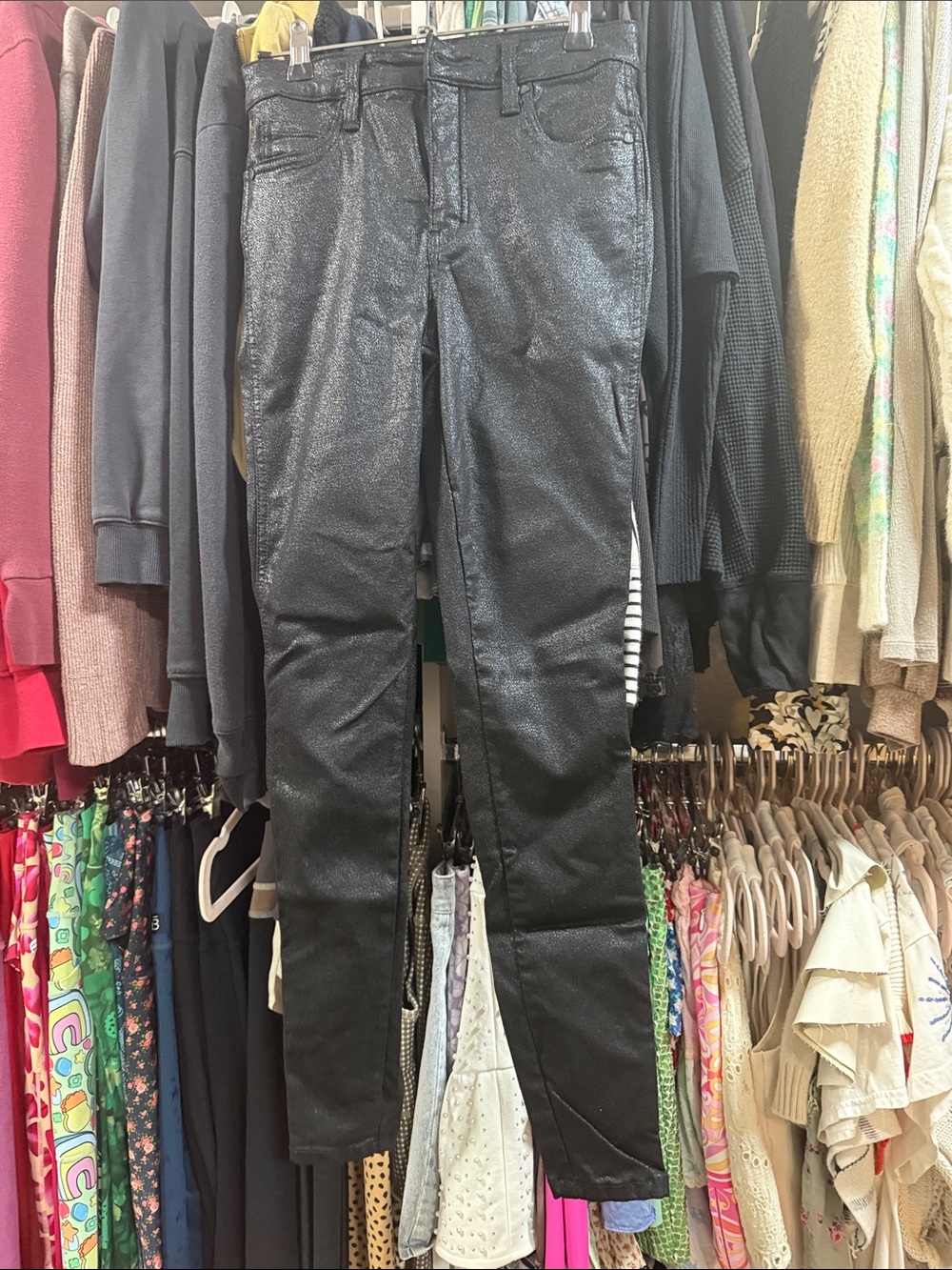 Kut from the Kloth Black Skinny Jeans with Subtle Shimmer